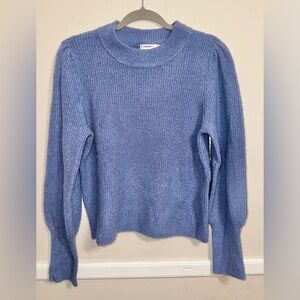 Design History Blue Women's Puff Sleeve Pullover Acrylic Sweater | Sz Large